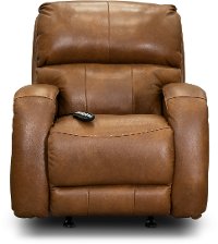 SoCozi Amber Brown Leather-Match Rocker Power Recliner - Fame