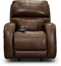 SoCozi Hazelnut Leather-Match Rocker Power Recliner - Fame