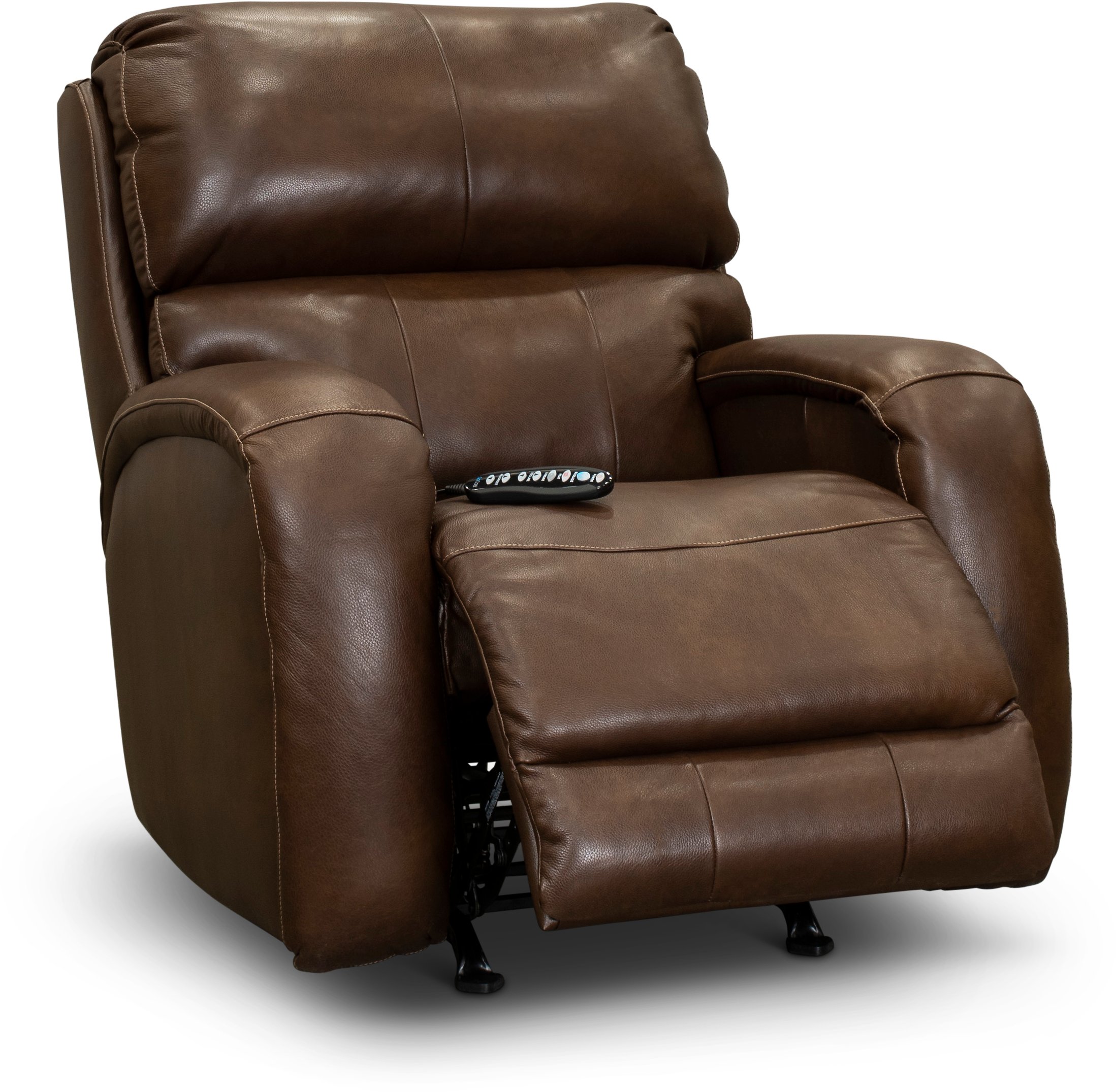 SoCozi Hazelnut Leather-Match Rocker Power Recliner - Fame-2