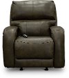 Clearance SoCozi Dark Olive Leather-Match Rocker Power Recliner - Fame