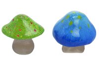 Assorted Blue or Green Glazed Garden Mushroom
