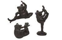 Assorted Antiqued Green Wash Yoga Frog Figurine