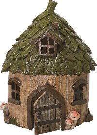 10 Inch Resin Brown and Green Leaf Top Fairy House