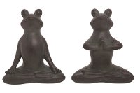 Assorted Antiqued Green Wash Yoga Frog Statue