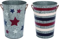 Assorted Blue, White and Red Patriotic Metal Planter