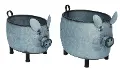 10 Inch Metal Country Pig Planter
