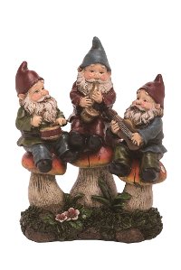 Resin Gnome Figurine Sculpture with Musical Instruments