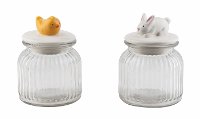 Assorted 4.5 Inch Dolomite and Glass Decorative Candy Jar