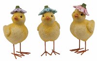 Assorted Glitter Chick Figurine with Flower Hat