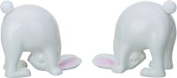 White Pompom Tail Bunny Bookend Pair