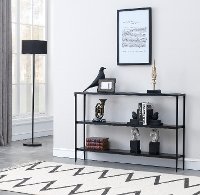 Deep Ebony Modern Console Table with Inset Glass Top-3