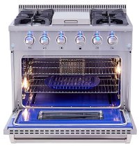 HRG3617U Thor 36 Inch Professional Gas Range with Griddle in Stainless Steel-3
