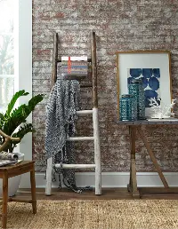 Millie Two Tone Linen White and French Roast Blanket Ladder