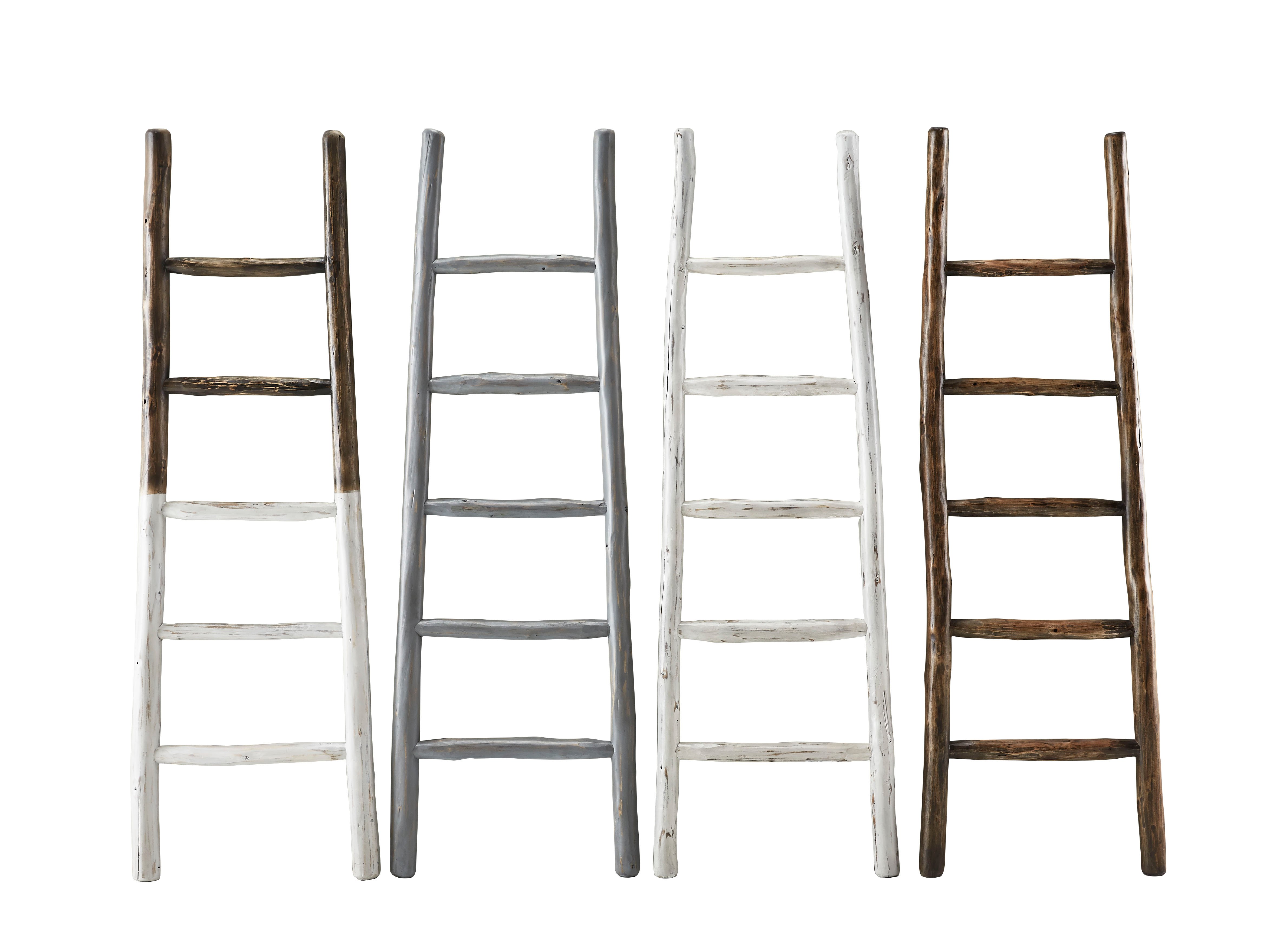 Millie Two Tone Linen White and French Roast Blanket Ladder-2