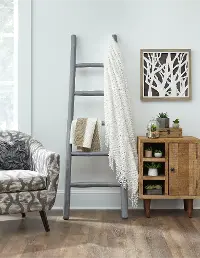 Millie August Gray Eucalyptus Wood Blanket Ladder