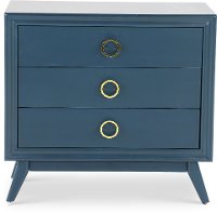 Indigo Blue 3 Drawer Chest with Gold Hardware - Pomeroy