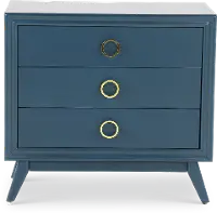 Pomeroy Indigo Blue 3 Drawer Chest with Gold Hardware