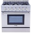 HRD3606U Thor HRD3606U 36 Inch Professional Dual Fuel Range - Stainless Steel