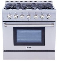 HRD3606U Thor HRD3606U 36 Inch Professional Dual Fuel Range - Stainless Steel