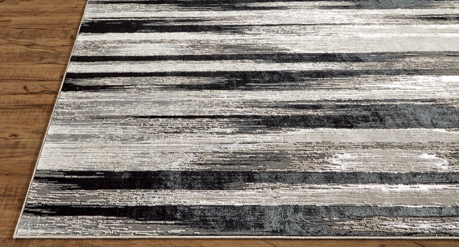 5 x 8 Medium Contemporary Black and Silver Area Rug - Micah-3
