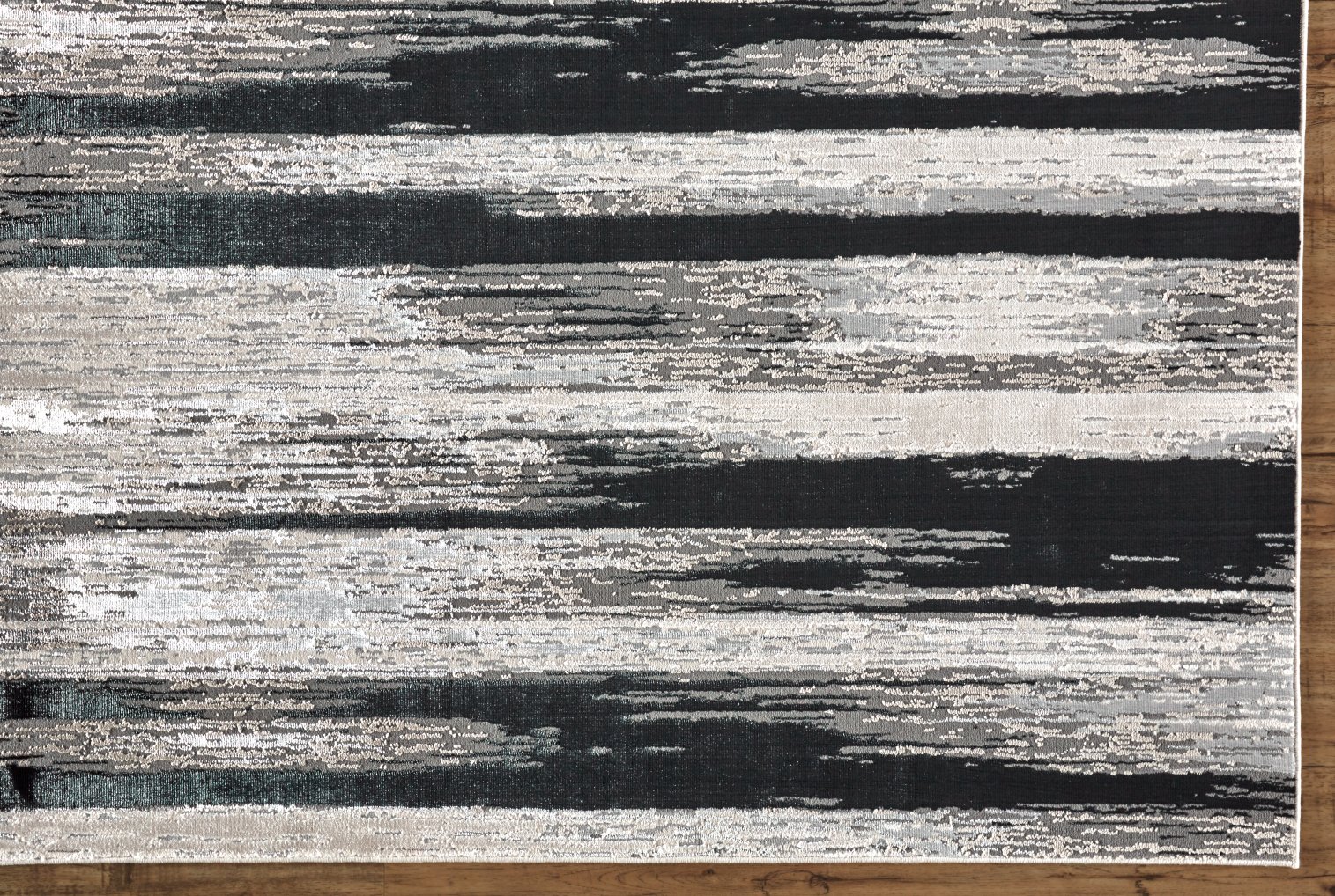 5 x 8 Medium Contemporary Black and Silver Area Rug - Micah-7