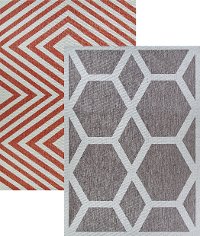 5 x 7 Medium Coral & Gray Reversible Indoor-Outdoor Rug - Outdurable