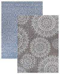 8 x 11 Large Sea Blue, Dune and Gray Indoor-Outdoor Rug - Outdurable