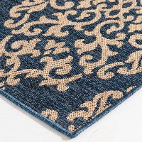 5 x 8 Medium Cobalt Blue and Beige Indoor-Outdoor Rug - Trisha Yearwood Gather-2