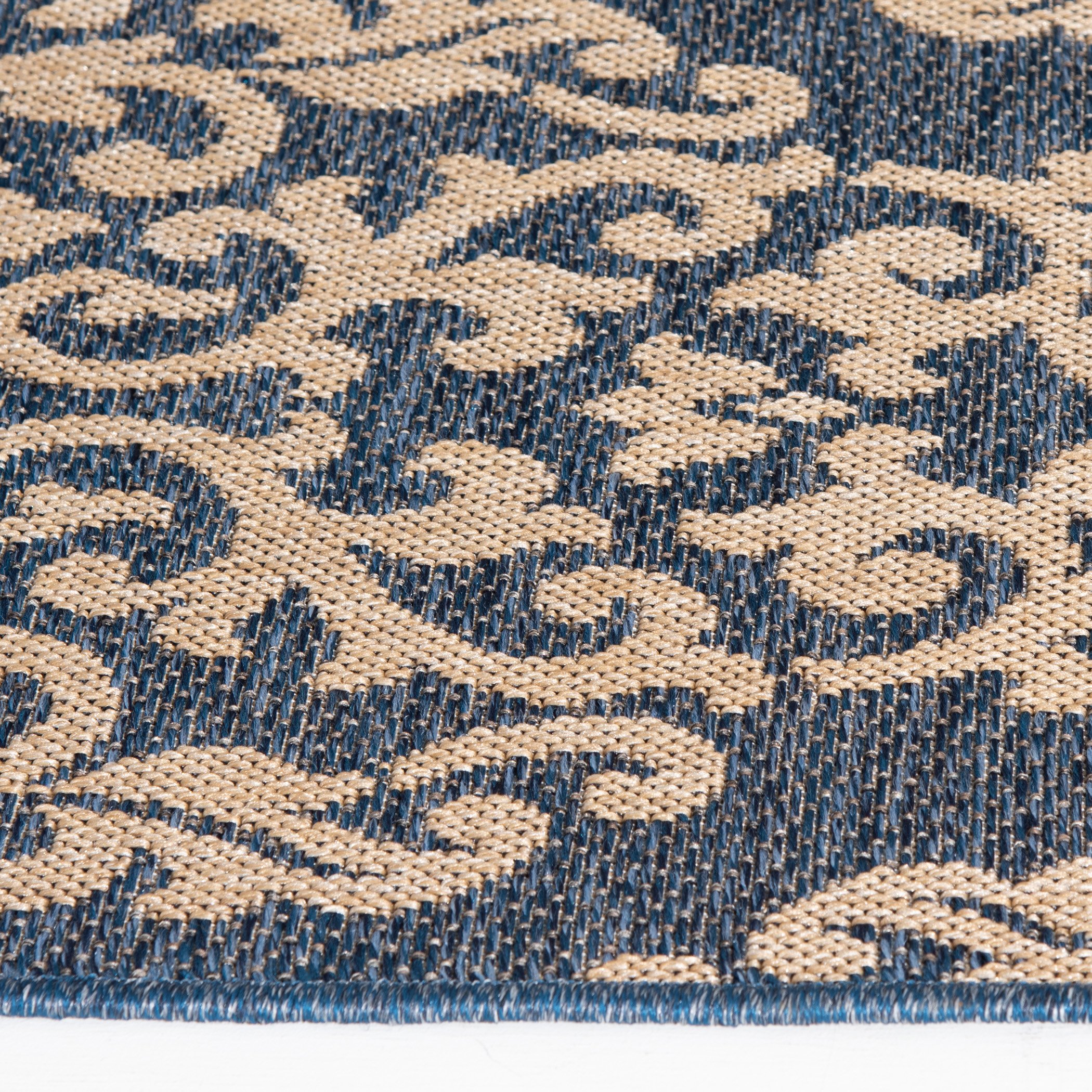 5 x 8 Medium Cobalt Blue and Beige Indoor-Outdoor Rug - Trisha Yearwood Gather-3
