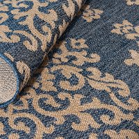 8 x 11 Large Cobalt Blue and Beige Indoor-Outdoor Rug - Trisha Yearwood Gather-5