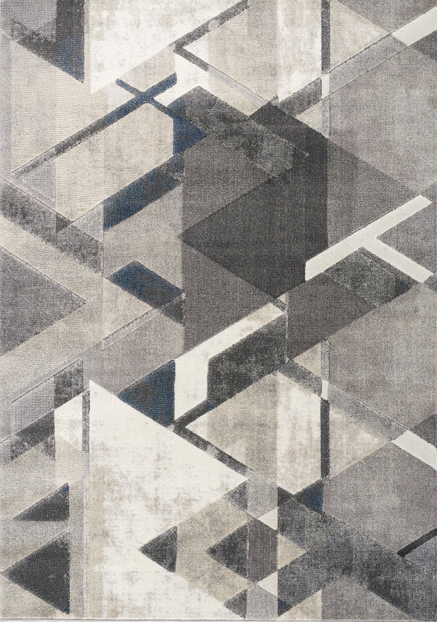 5 x 8 Medium Gray, Blue, Charcoal, and Cream Area Rug - Alida-1