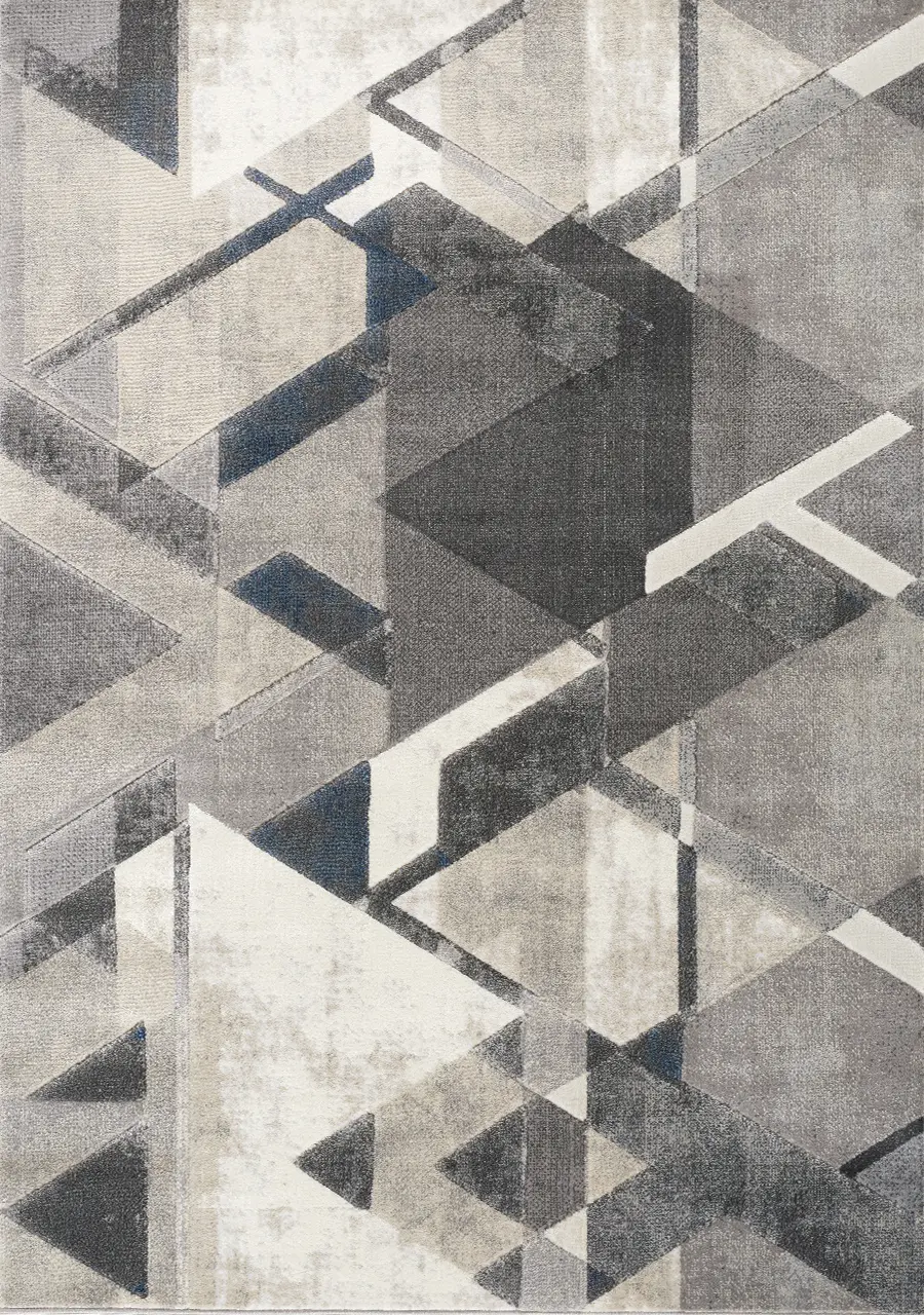 5 x 8 Medium Gray, Blue, Charcoal, and Cream Area Rug - Alida-1