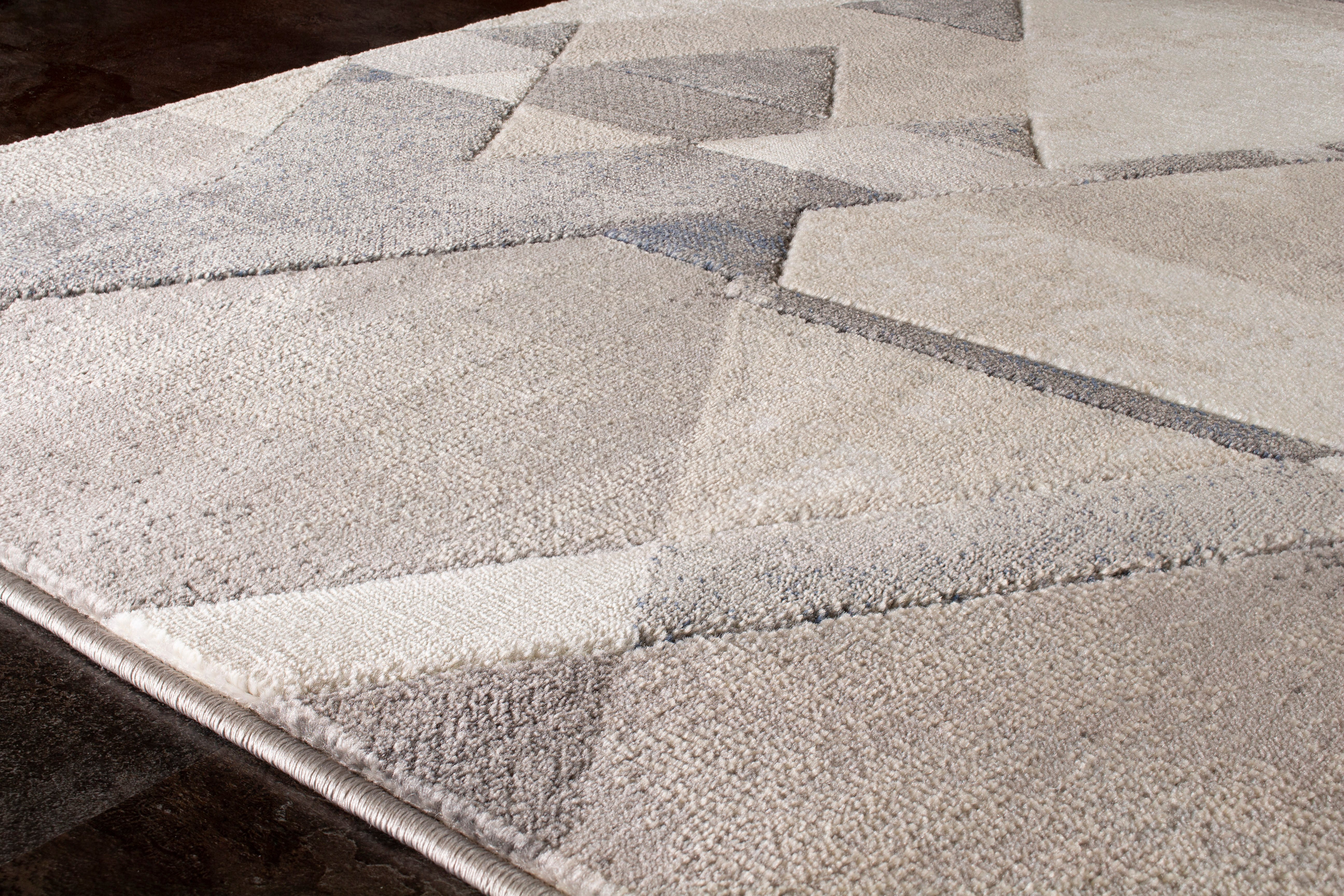 5 x 8 Medium Gray, Blue, Charcoal, and Cream Area Rug - Alida-3