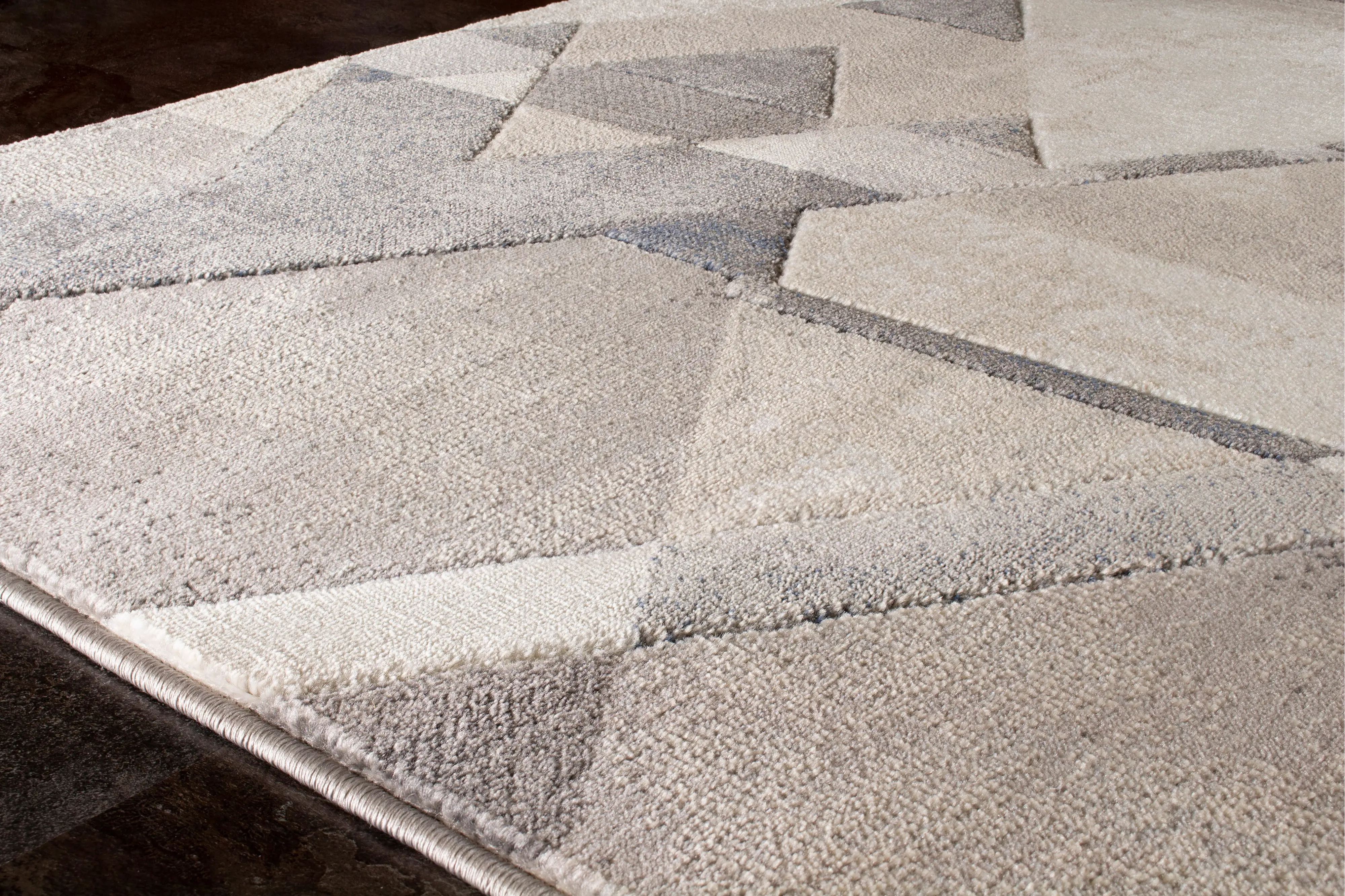 5 x 8 Medium Gray, Blue, Charcoal, and Cream Area Rug - Alida-3