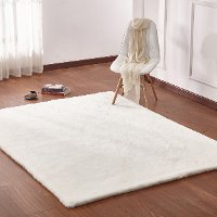 5 x 7 Medium Faux Fur Off-White Area Rug - Chinchilla