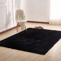 5 x 7 Medium Faux Fur Black Area Rug - Chinchilla