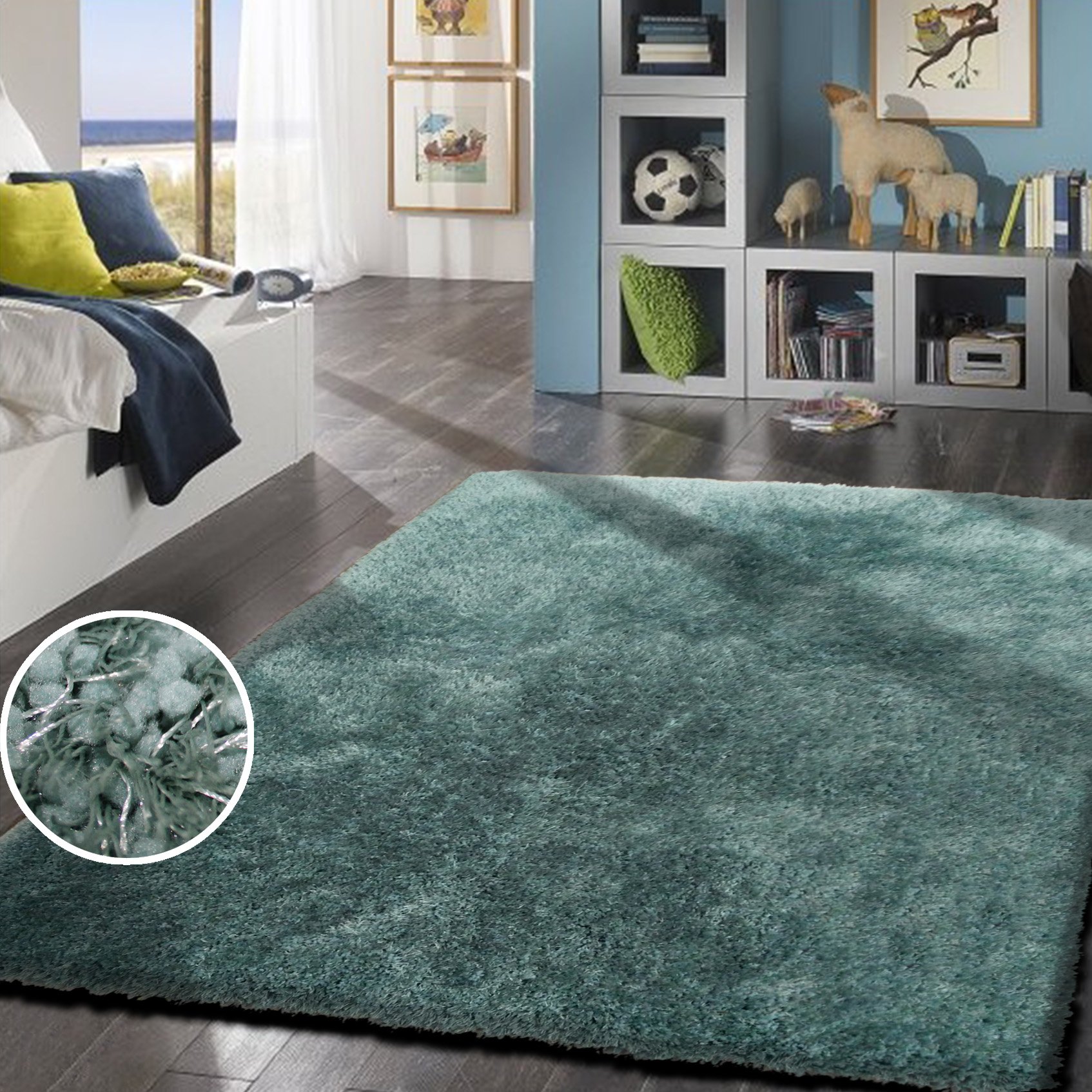 8 x 10 Large Marine Blue Shag Rug - Shaggy Viscose-1