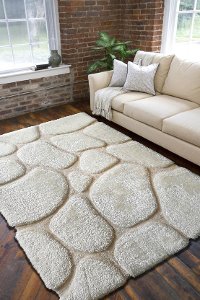 8 x 10 Large Modern Ivory Area Rug - Rock-2