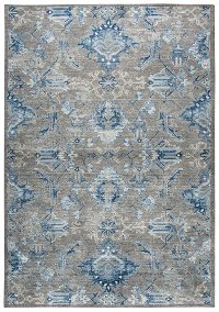 8 x 10 Large Traditional Gray, Ivory and Blue Rug - Gossamer