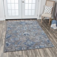 8 x 10 Large Traditional Gray, Ivory and Blue Rug - Gossamer-2