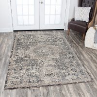 5 x 8 Medium Traditional Gray and Beige Area Rug - Panache-2