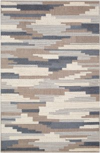 CCN1003-576 5 x 8 Medium Denim Blue and Taupe Area Rug - Cocoon
