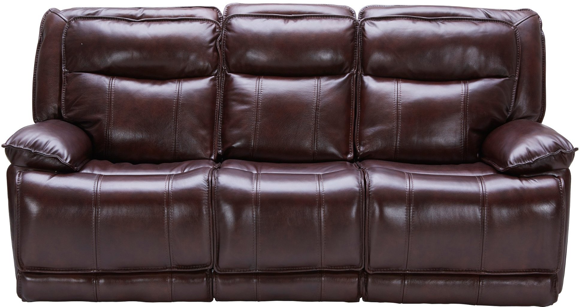 Bordeaux Burgundy Leather-Match Power Triple Reclining Sofa with Power Headrests - Triple-Play-1