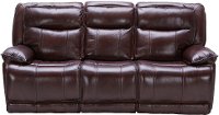 Bordeaux Burgundy Leather-Match Power Triple Reclining Sofa with Power Headrests - Triple-Play
