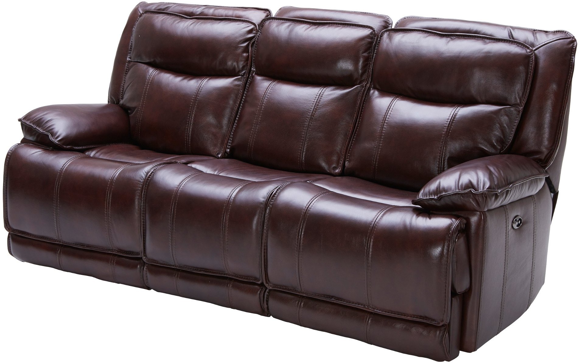 Bordeaux Burgundy Leather-Match Power Triple Reclining Sofa with Power Headrests - Triple-Play-2