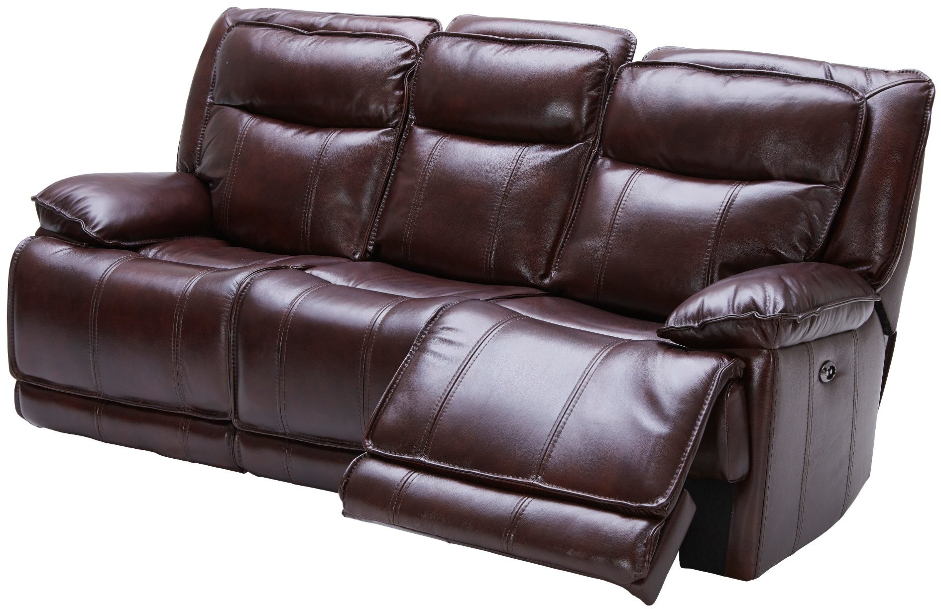 Bordeaux Burgundy Leather-Match Power Triple Reclining Sofa with Power Headrests - Triple-Play-3