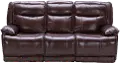 Triple Play Burgundy Leather-Match Power Reclining Sofa