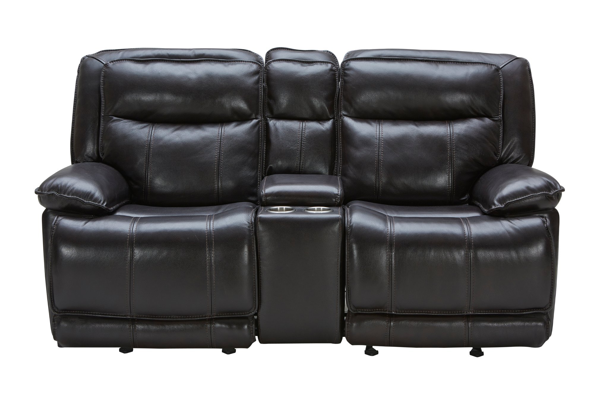 Blackberry Leather-Match Power Gliding Reclining Loveseat with Console - Triple-Play-1