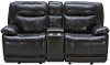 Blackberry Leather-Match Power Gliding Reclining Loveseat with Console - Triple-Play