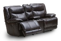 Blackberry Leather-Match Power Gliding Reclining Loveseat with Console - Triple-Play-2